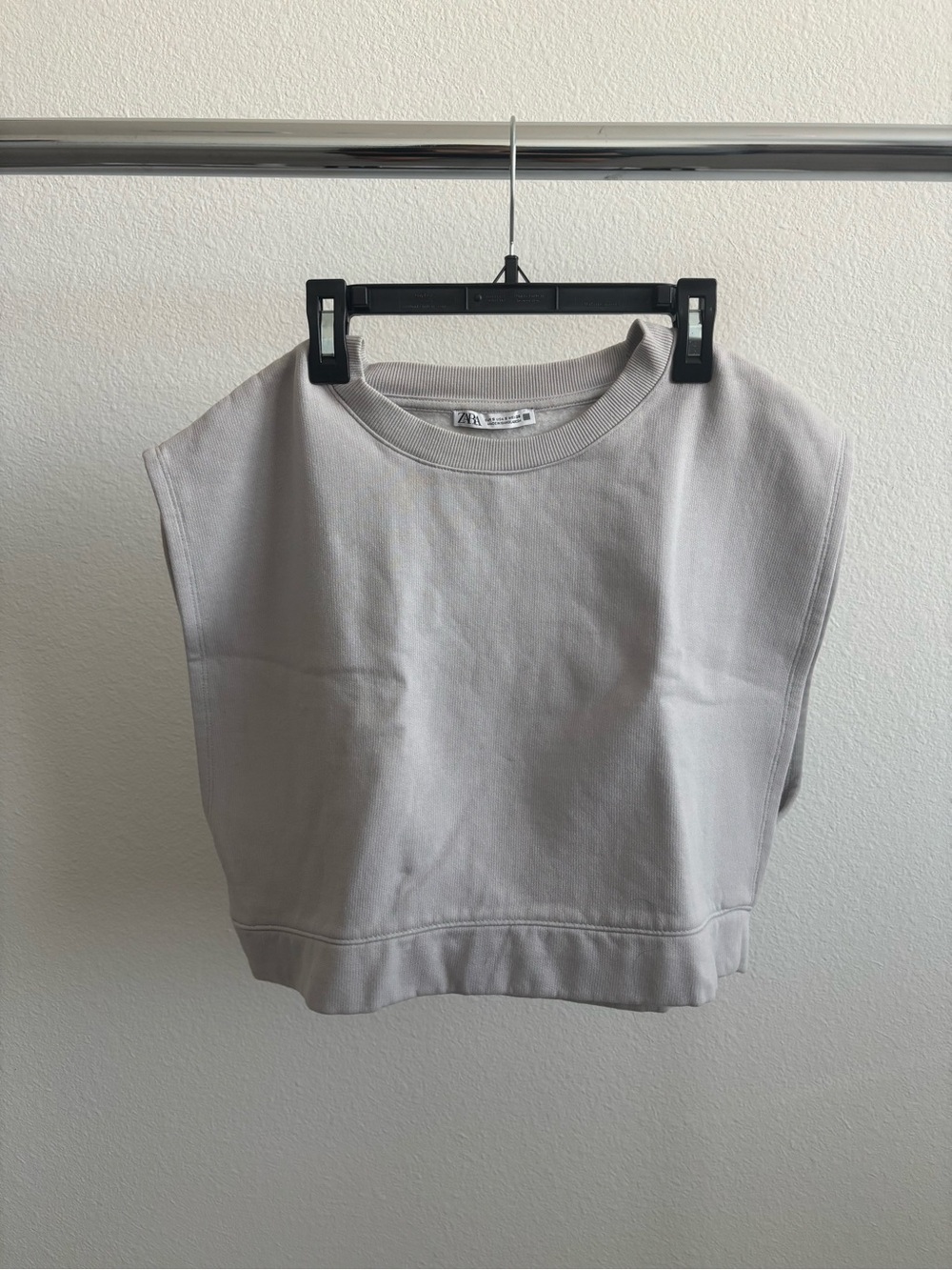 Zara Light Gray Sleeveless Cropped Sweat Top